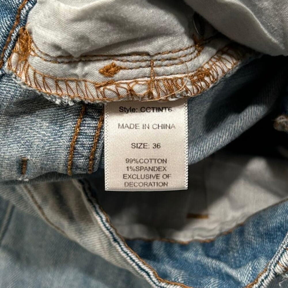 Fashion Nova Men's Distressed Skinny Jeans Size 36 Light Wash Stretch Denim - Picture 3 of 8